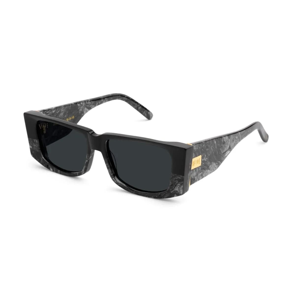 Γυαλιά ηλίου 9FIVE Angelo Black Fossil με μαύρο σκελετό acetate σε μαρμάρινο σχέδιο και γκρι φακούς