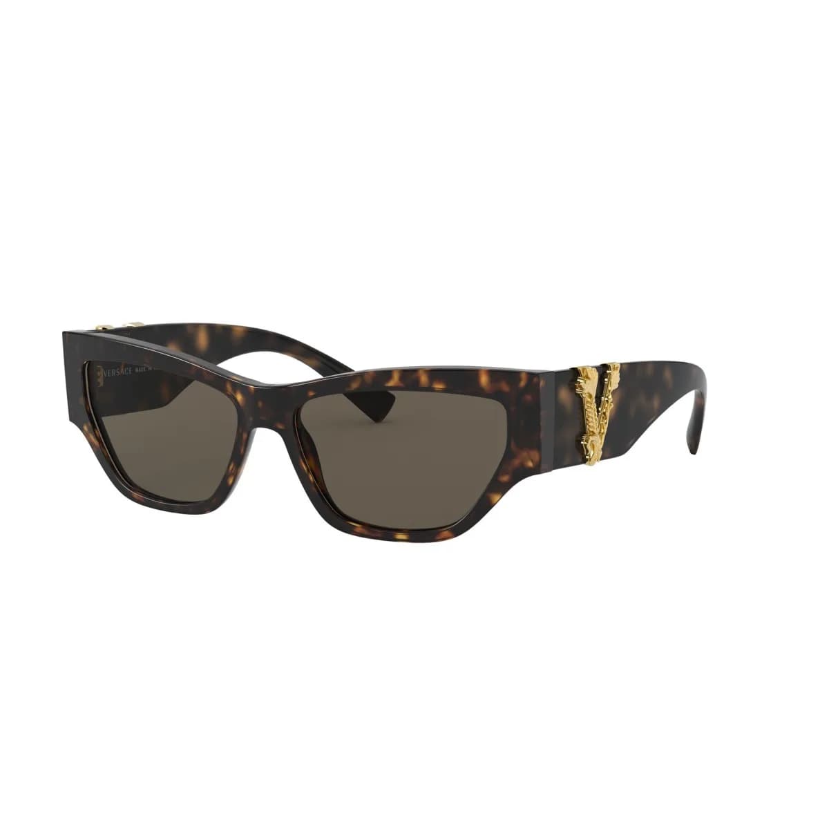 Γυναικεία γυαλιά ηλίου Versace VE4383 cat-eye με σκελετό acetate Havana και καφέ φακούς