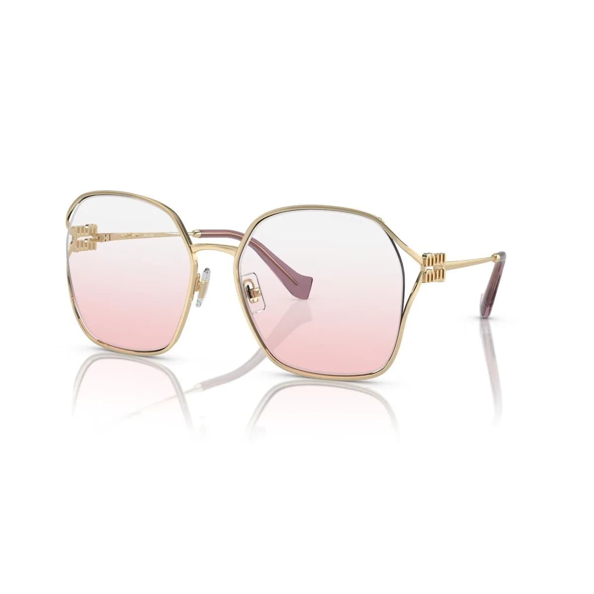 Miu Miu MU 52WS ZVN04Z, γυναικεία γυαλιά ηλίου με λεπτό χρυσό σκελετό και ροζ φακούς