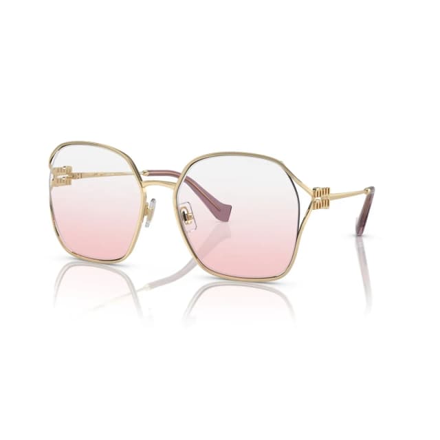 Miu Miu MU 52WS ZVN04Z, γυναικεία γυαλιά ηλίου με λεπτό χρυσό σκελετό και ροζ φακούς